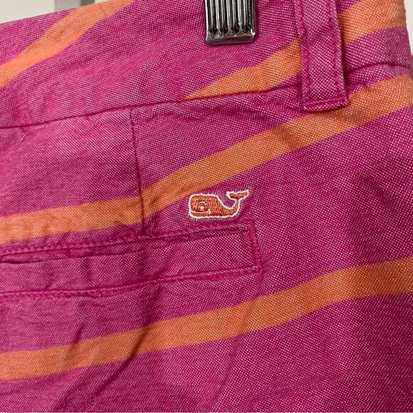 vineyard vines preppy stripe short size 0 pink & orange 100% cotton - Picture 2 of 4